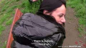 Bitch STOP – Eveline Neill fucked on public bench