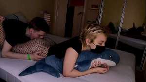 Licked the whole pussy of a Russian girl in pantyhose in a mesh, and then fucked with cancer