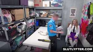 Officer TOny RUbinos raunchy experiment and nerdy shoplyfter Mckenzie Maes participation after getting caught stealing