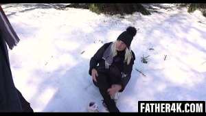 While skiing, Lucette twisted her ankle. Fortunately, her boyfriend was able to reach his stepdad moment after, they had a sled and fireplace sex session.