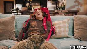 Big tits redhead MILF fucks big cock guy after hot masturbation