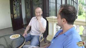 Threesome with double penetration for a sinister brunette maid Simona