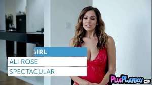 Bombastic big tits brunette MILF Ali Rose reveals hot and curvy naked body