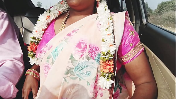 Indian housewife cheating car sex Telugu dirty talks.