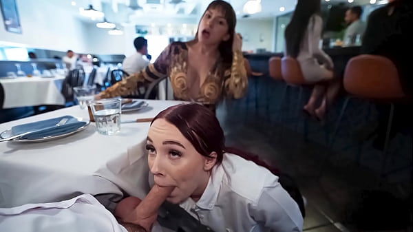 Sneaky Waitress Fucks Me Hard in the Restaurant… We Get Caught