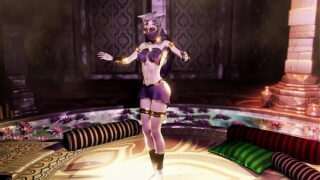 Exotic сatgirl concubine belly dances barefoot in egyptian oasis temple