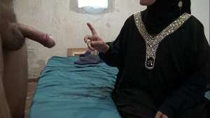 arabic algerian girl in hijab helps older man with his erection problem