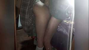 Please don’t tell anyone we went out to fuck instead of going to my classes! – 18-year-old girl GIVE her ass in front of the mirror