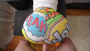 Caught my stepsister masturbating and fucked her, tearing her leggings on her big ass