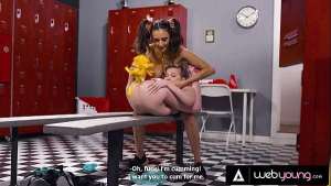 Let’s See Who’s The Best Cheerleader! Petites Eliza Ibarra & Coco Lovelock Turn Feral In Locker Room