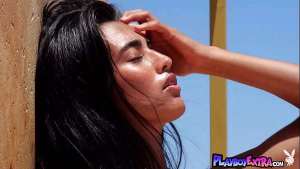 Petite Costa Rican teen Katherinne Sofia posing naked for Playboy outdoor