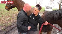 German Mature Woman Fucks and Sucks a guy in the Stable – LETSDOEIT.COM –