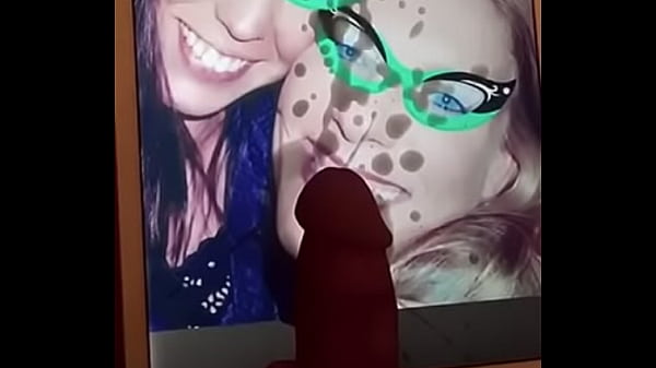 Blonde and brunette face full of cumshot