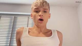 Sexy Blonde Twink Kai Sucks and Rides a Delicious Thick Cock before Receiving his Facial Reward