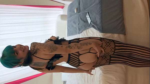 Big Titty Goth Girl in Black Spiderweb Lingerie, Suck n’ Fuck Quickie
