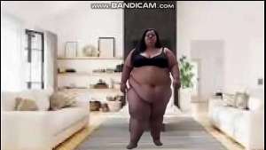 *Cutie* 285# Black-BBW next door with a lot of loose juicy flab does sit-ups, star jumps on beach (Solo, AI-Generated, VB12)