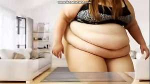 BBW-next door 250# cute White Brunette jogs, does sit-ups and Star Jumps on Beach (AI-Generated, Solo, A120330b)