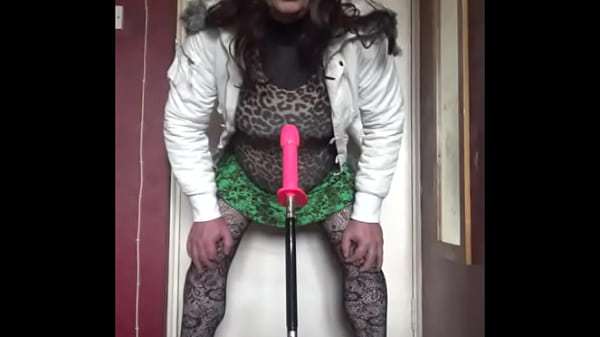 bisexual crossdresser wants to be filmed while getting his anal pussy fucked by a real cock instead of this dildo machine fucking him part 42