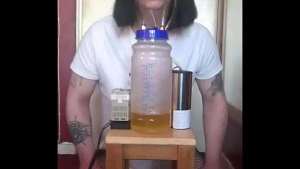 bisexual crossdresser with his portable cow milking machine part 3