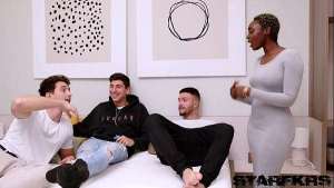 Ebony Whore Zaawaadi Gets Banged By 3 Rough Studs!