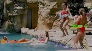 Belle Claire and the Dellai twins in an interracial orgy with anal and DP