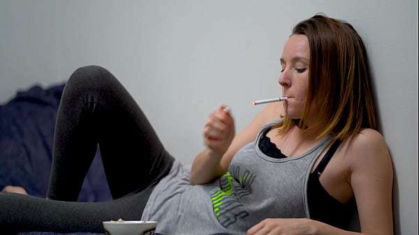 Brunette Babe Smoking Tease