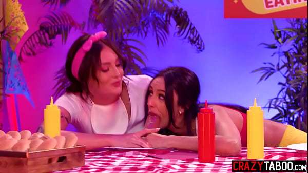 Perfect time for big and hot hotdog but huge dildo is much better option for three horny teen lesbians Eliza Ibarra black babe Alexis Tae and horny teen Charlotte Sins