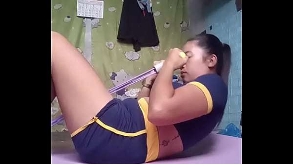 Petite asian babe workout fitness training