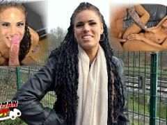 Schwarzhaariges Lockengirl Christy Ley  beim deutschen Casting gebumst