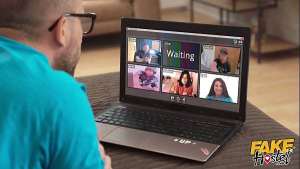 Fake Hostel – College student shamed when classmates catch him masturbating on an online class – but he then gets lucky and creampies his super hot best friend teen