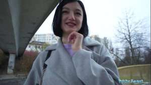 Public Agent Cute little Russian loves to ride cowgirl on a big fat cock