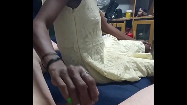Black girl gives Nice handjob while wife suck my dick with pleasure