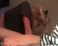 Passionate blondes give amazing head to her BF