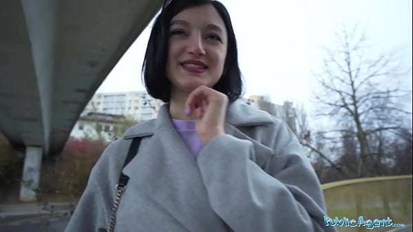 Public Agent Cute little Russian loves to ride cowgirl on a big fat cock