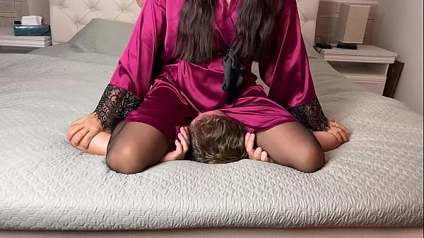 Rough Facesitting With Face Slapping by Asian in Night Robe Mouth Panty Gagged