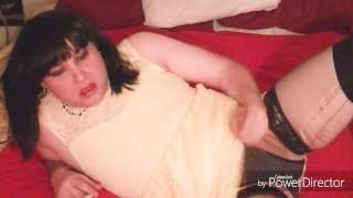 Shemale Natalie Jenkins stroking and smoking