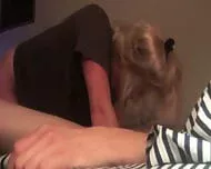 Passionate blondes give amazing head to her BF