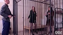 Billie Star and Linda Sweet get in Prison and Fucked by the Prison Guard after a Lesbian Play