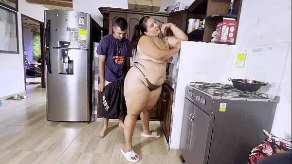 Hot MILF has sex in the kitchen with her stepson