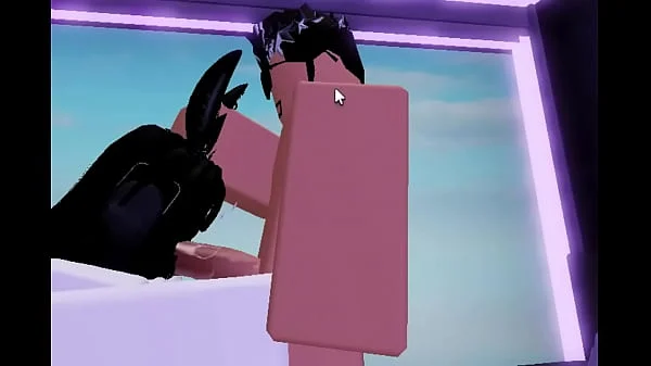 Roblox emo/bunny girl gives a BWC a boob and a blow job.