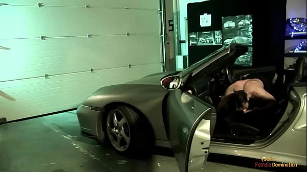 Two handsome mechanics fucking a girl with big boobs after fixing her car