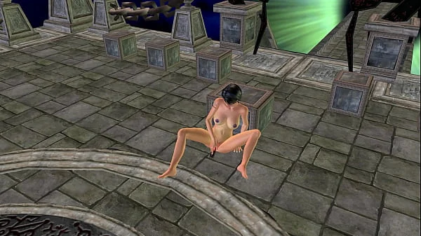 Animated 3D Cartoon Porn – A beautiful Tattooed girl masturbating with Bottle in a temple