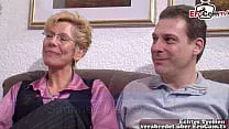German Mature housewife big natural boobs threesome FFM casting