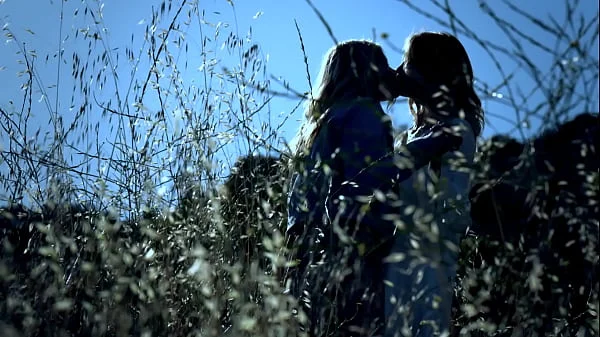 two blonde lesbo girl fucking in outdoor