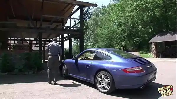 Big tits horny blonde maid gets seduced in the kitchen and fucked in the ass.