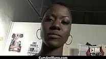 Black slut used for blowjobs by a group of white men 20