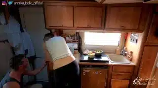 Camper Kitchen make out with kissing & fingering – sensual teasing stepsister