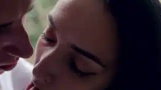 Hot kissing with sexy girl in leather jacket