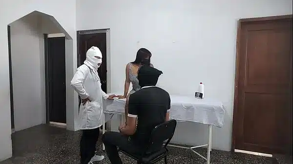 Perverted doctor fucks female patient while husband waits outside the doctor’s office