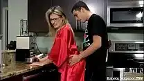 Stepson takes cory chase in the kitchen